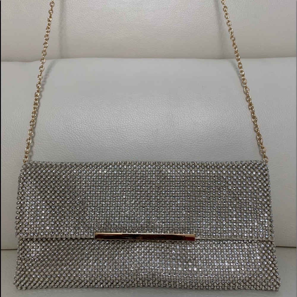 I-N-C Heather Shiny Mesh Clutch/ Shoulder Bag